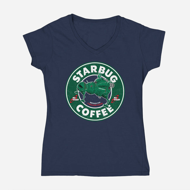 Starbug Coffee-Womens-V-Neck-Tee-rocketman_art