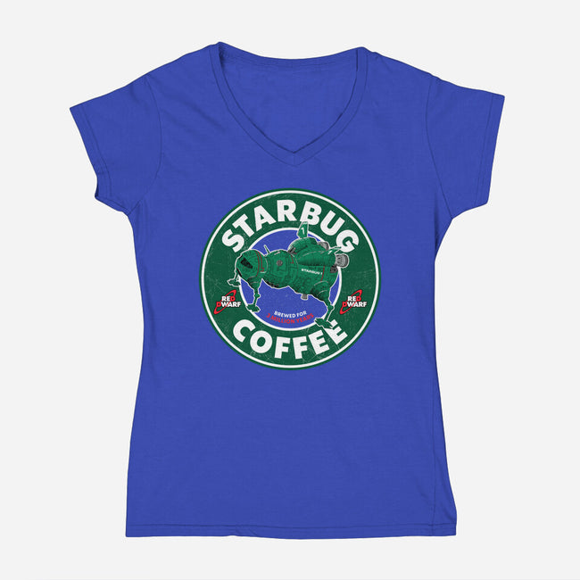 Starbug Coffee-Womens-V-Neck-Tee-rocketman_art