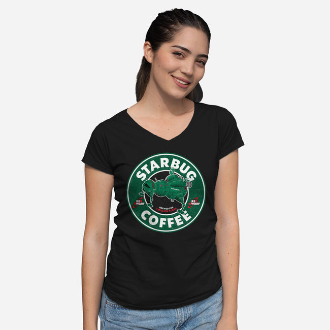 Starbug Coffee-Womens-V-Neck-Tee-rocketman_art