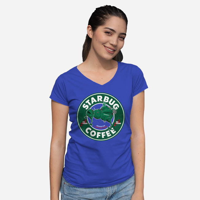 Starbug Coffee-Womens-V-Neck-Tee-rocketman_art
