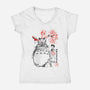 My Neighbor Sumi-e-Womens-V-Neck-Tee-DrMonekers
