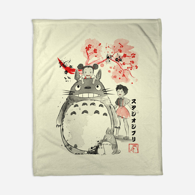 My Neighbor Sumi-e-None-Fleece-Blanket-DrMonekers