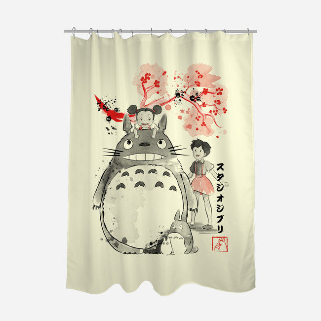 My Neighbor Sumi-e-None-Polyester-Shower Curtain-DrMonekers