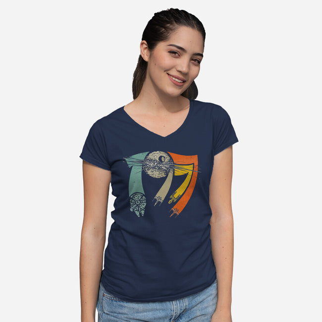 Vintage 1977-Womens-V-Neck-Tee-kg07