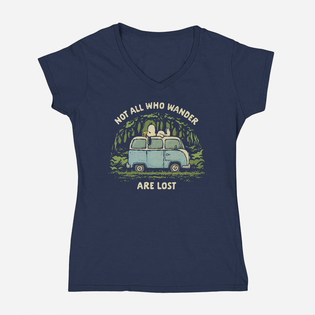 The Wandering Beagle-Womens-V-Neck-Tee-kg07