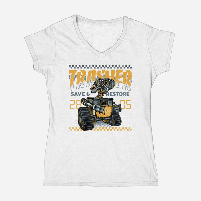 Trasher Save And Restore-Womens-V-Neck-Tee-momma_gorilla