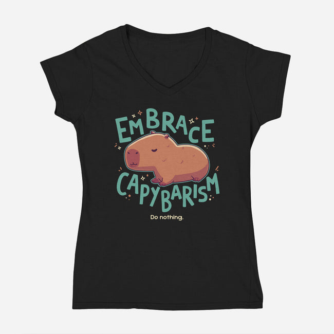 Capybarism-Womens-V-Neck-Tee-Geekydog