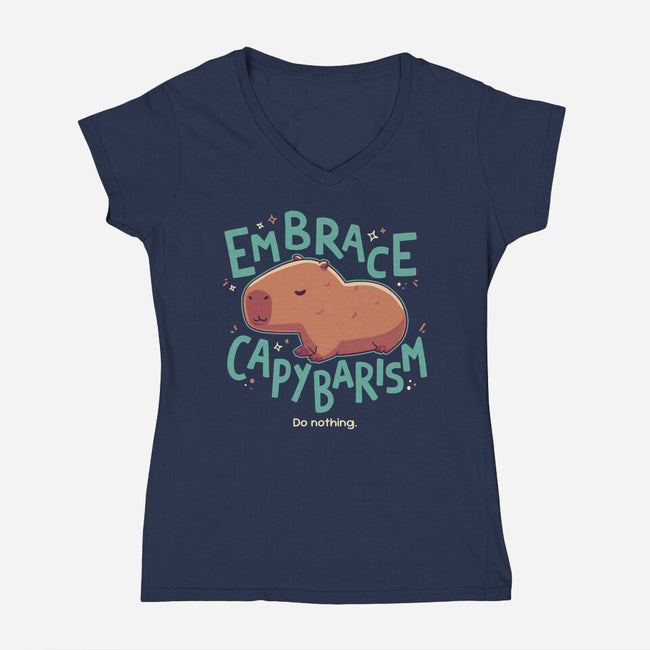Capybarism-Womens-V-Neck-Tee-Geekydog