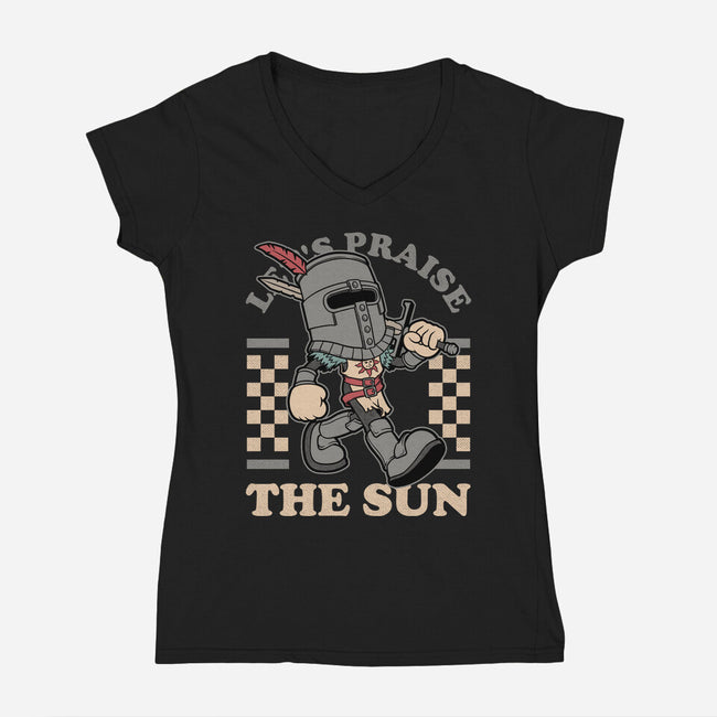 Game Mascot Sun Warrior-Womens-V-Neck-Tee-Studio Mootant
