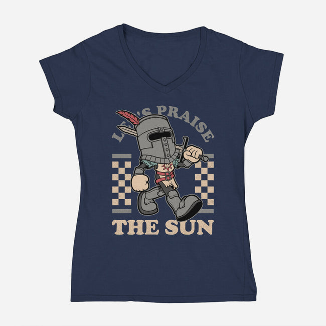 Game Mascot Sun Warrior-Womens-V-Neck-Tee-Studio Mootant