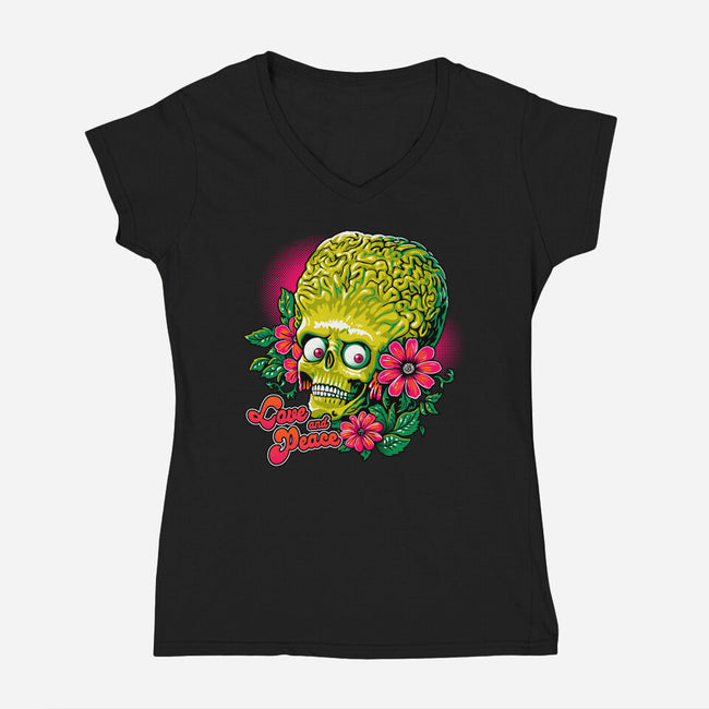 Love And Peace-Womens-V-Neck-Tee-daobiwan