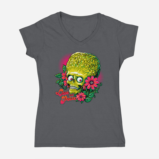 Love And Peace-Womens-V-Neck-Tee-daobiwan