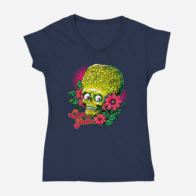 Love And Peace-Womens-V-Neck-Tee-daobiwan