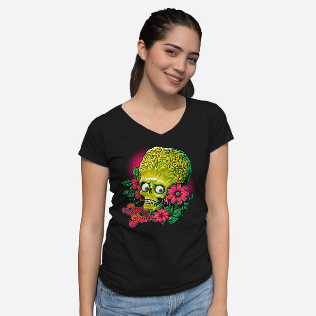 Love And Peace-Womens-V-Neck-Tee-daobiwan