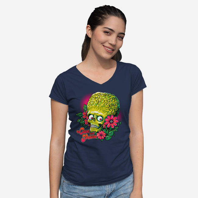 Love And Peace-Womens-V-Neck-Tee-daobiwan