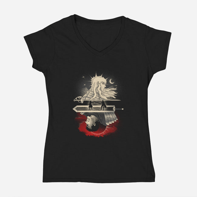 The White Falcon-Womens-V-Neck-Tee-grevalra