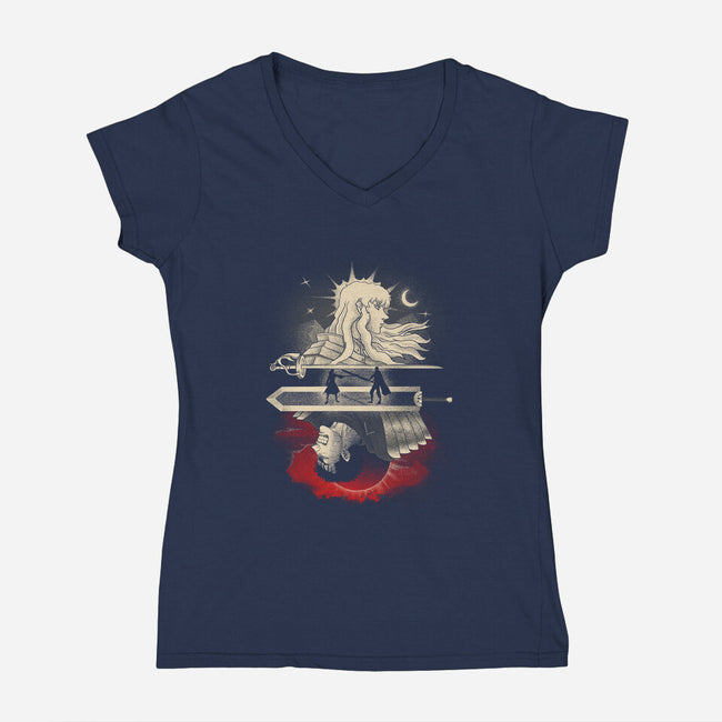 The White Falcon-Womens-V-Neck-Tee-grevalra