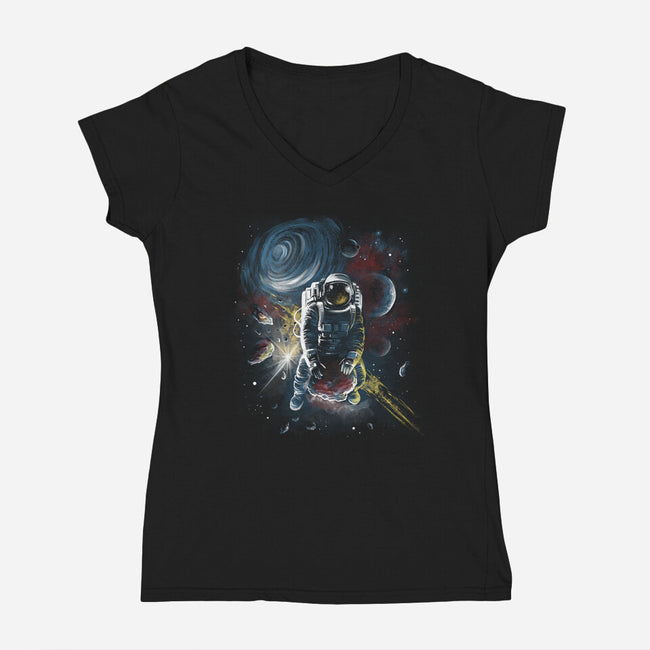 Riding Meteorites-Womens-V-Neck-Tee-zascanauta