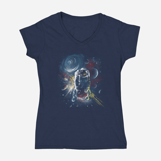 Riding Meteorites-Womens-V-Neck-Tee-zascanauta