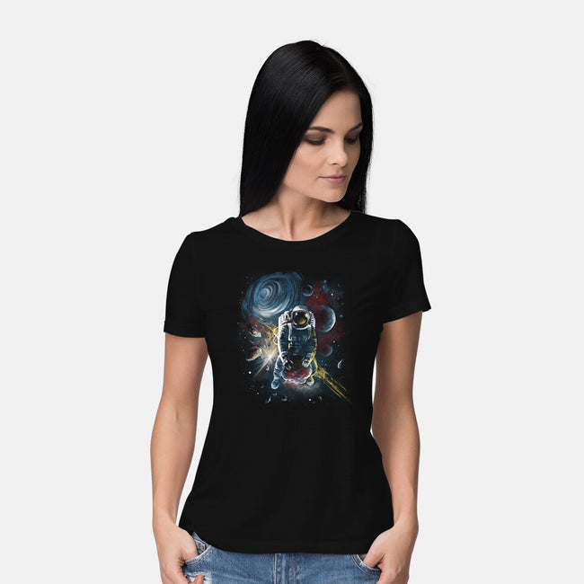 Riding Meteorites-Womens-Basic-Tee-zascanauta