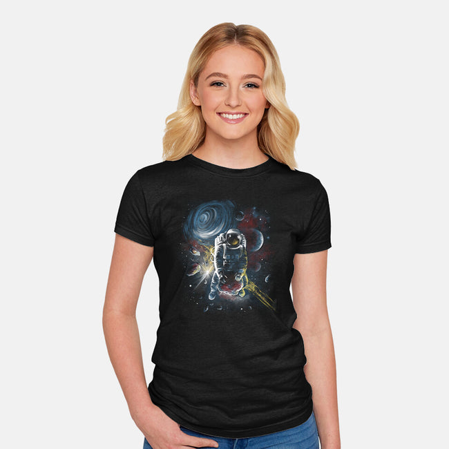 Riding Meteorites-Womens-Fitted-Tee-zascanauta