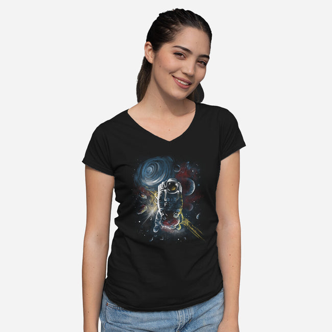 Riding Meteorites-Womens-V-Neck-Tee-zascanauta