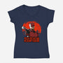 Red Devil Redemption-Womens-V-Neck-Tee-joerawks