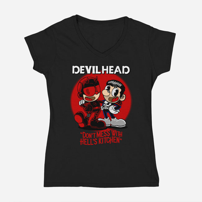 Devilhead-Womens-V-Neck-Tee-joerawks
