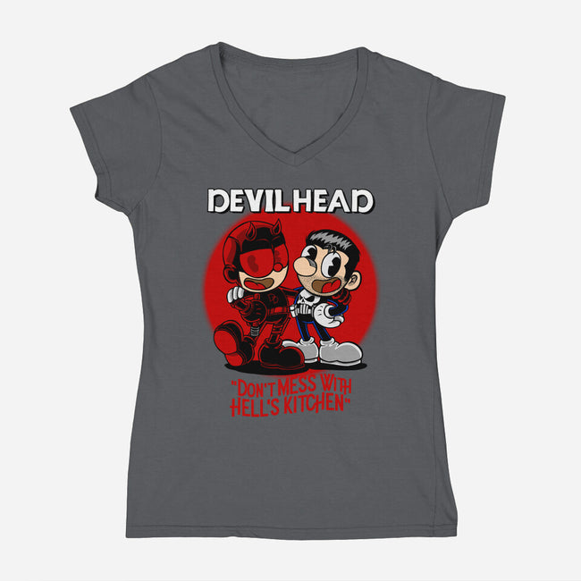 Devilhead-Womens-V-Neck-Tee-joerawks