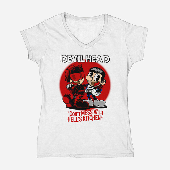 Devilhead-Womens-V-Neck-Tee-joerawks