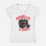 Horrorflix And Thrill-Womens-V-Neck-Tee-momma_gorilla