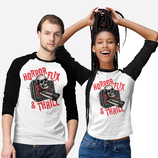 Horrorflix And Thrill-Unisex-Baseball-Tee-momma_gorilla