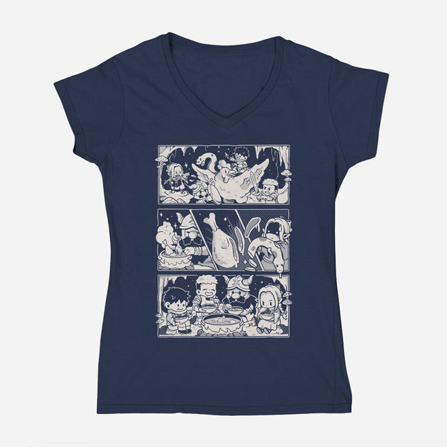 Dungeon Feast-Womens-V-Neck-Tee-Arigatees