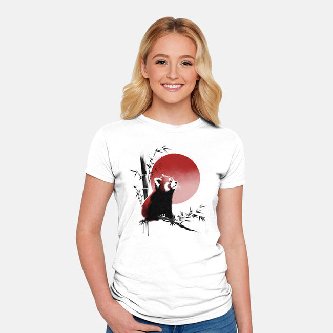 Ink Red Panda-Womens-Fitted-Tee-ddjvigo