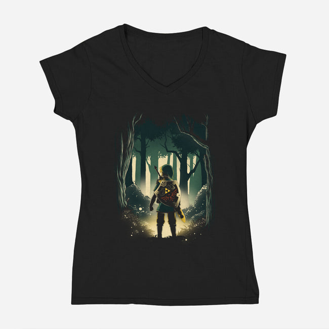 Hero In The Forest-Womens-V-Neck-Tee-ddjvigo