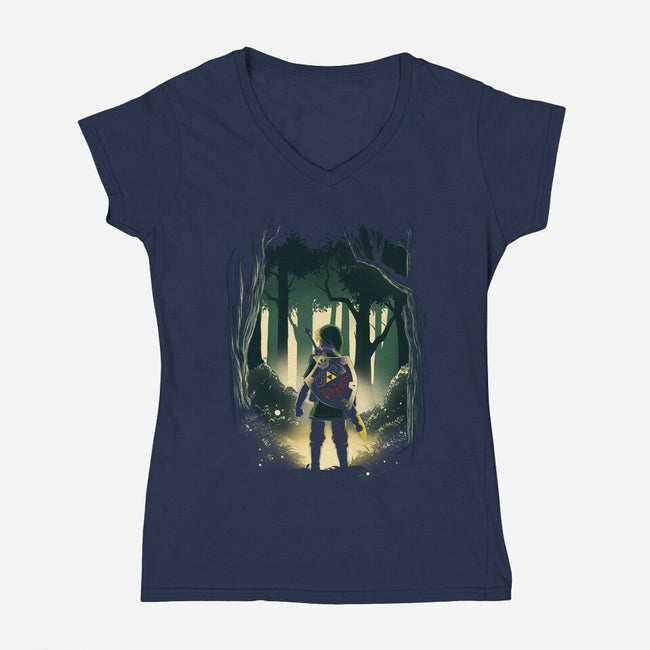 Hero In The Forest-Womens-V-Neck-Tee-ddjvigo