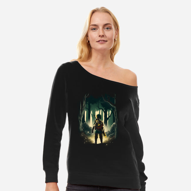Hero In The Forest-Womens-Off Shoulder-Sweatshirt-ddjvigo