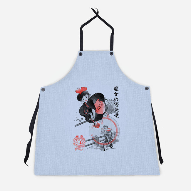 Delivery Service Sumi-e-Unisex-Kitchen-Apron-DrMonekers