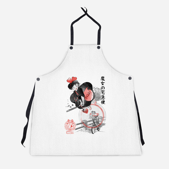 Delivery Service Sumi-e-Unisex-Kitchen-Apron-DrMonekers