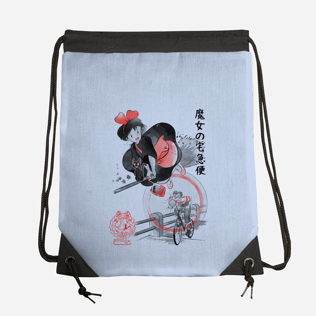 Delivery Service Sumi-e-None-Drawstring-Bag-DrMonekers