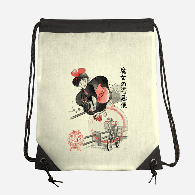Delivery Service Sumi-e-None-Drawstring-Bag-DrMonekers