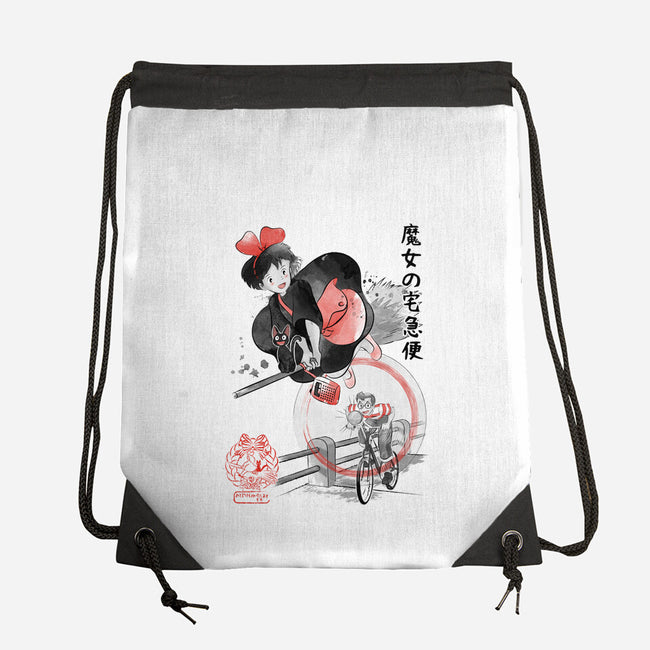 Delivery Service Sumi-e-None-Drawstring-Bag-DrMonekers
