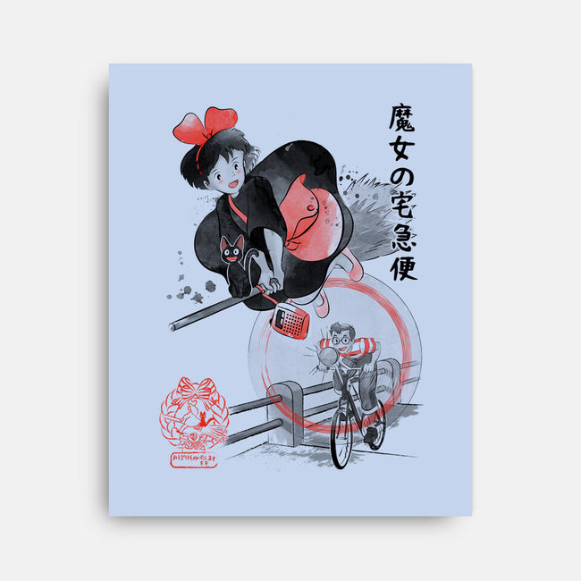Delivery Service Sumi-e-None-Stretched-Canvas-DrMonekers
