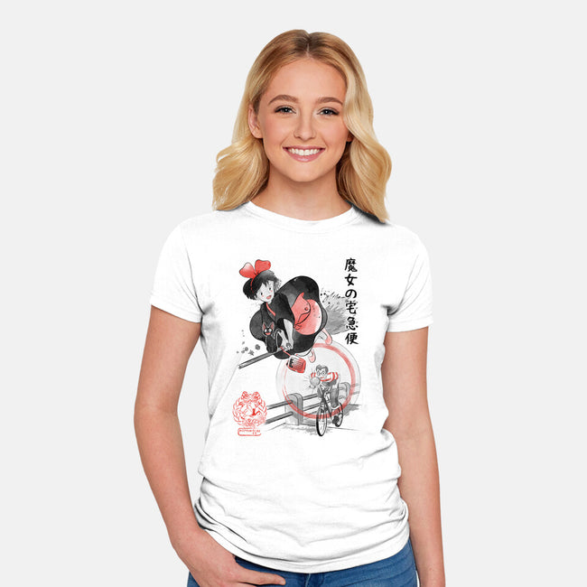 Delivery Service Sumi-e-Womens-Fitted-Tee-DrMonekers