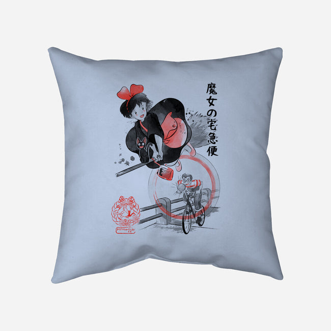 Delivery Service Sumi-e-None-Removable Cover w Insert-Throw Pillow-DrMonekers