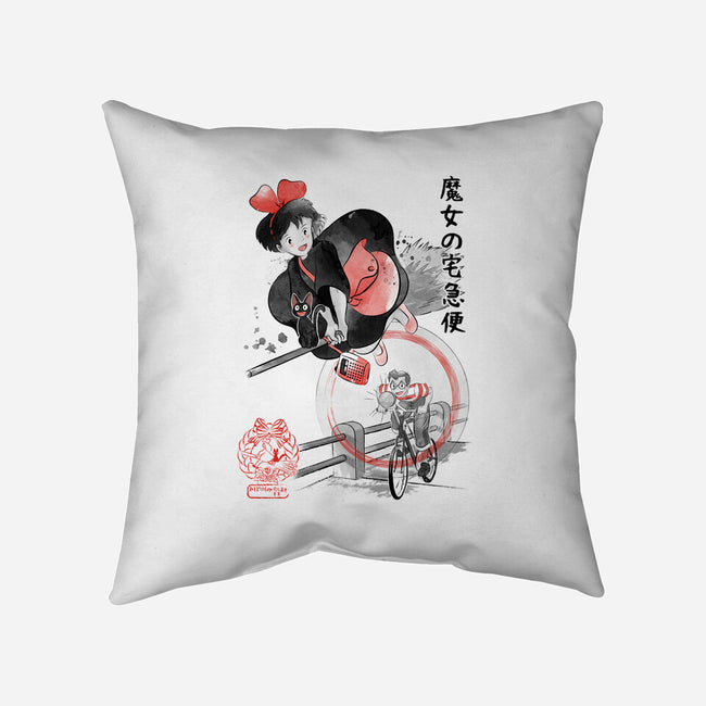 Delivery Service Sumi-e-None-Removable Cover w Insert-Throw Pillow-DrMonekers