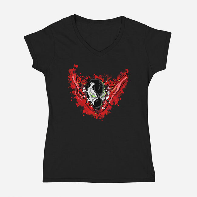 Hell Hero-Womens-V-Neck-Tee-nickzzarto