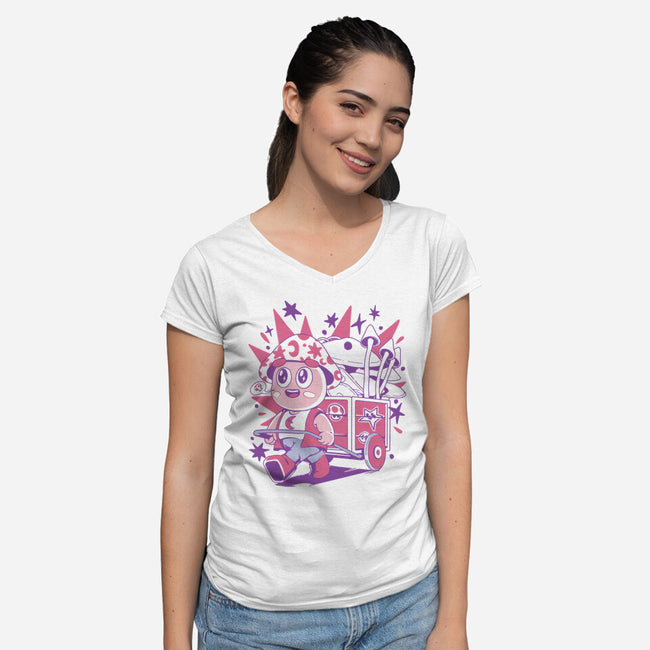 Mushroom Seller-Womens-V-Neck-Tee-ilustrata