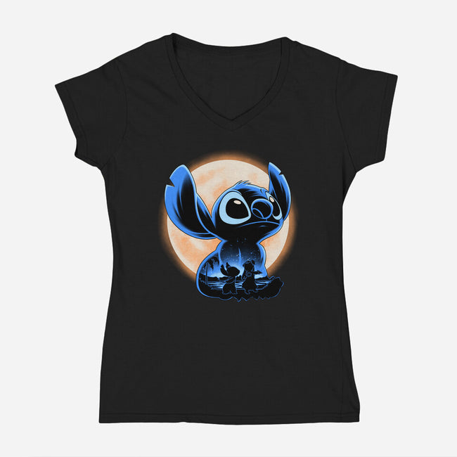 Little Alien Monster-Womens-V-Neck-Tee-rmatix