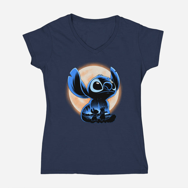 Little Alien Monster-Womens-V-Neck-Tee-rmatix